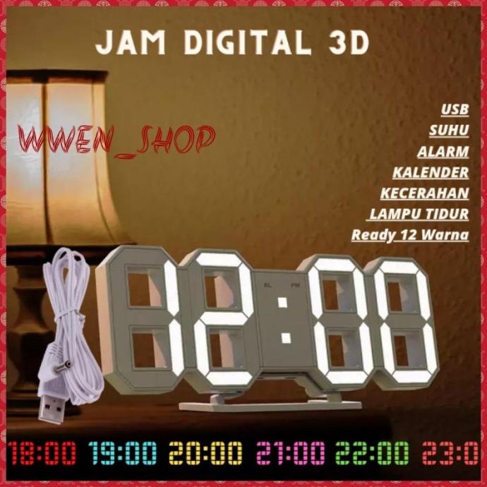 JAM DINDING DIGITAL LED/JAM MEJA-ALARM-SUHU/JAM 3D BESAR MODERN