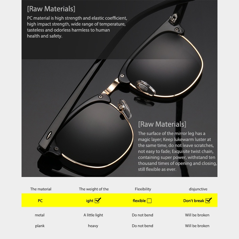 COD❤️Classical Retro Half Frame Kacamata Hitam Wanita/Pria Kacamata Eyeglasses Fashion Korea Sunglasses Men