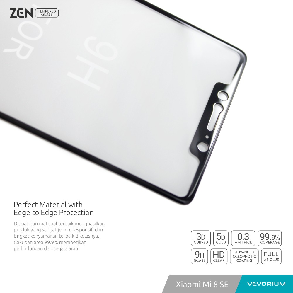 VEVORIUM ZEN 5D Cold Xiaomi Mi 8 SE Mi8 SE 3D Curved Full Tempered Glass