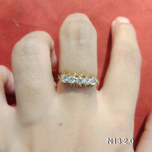 Cincin No 13 anak dan dewasa emas asli kadar 700 70% 22 1 2 g gr gram gold kuning selisih lilit wajik diamond batu