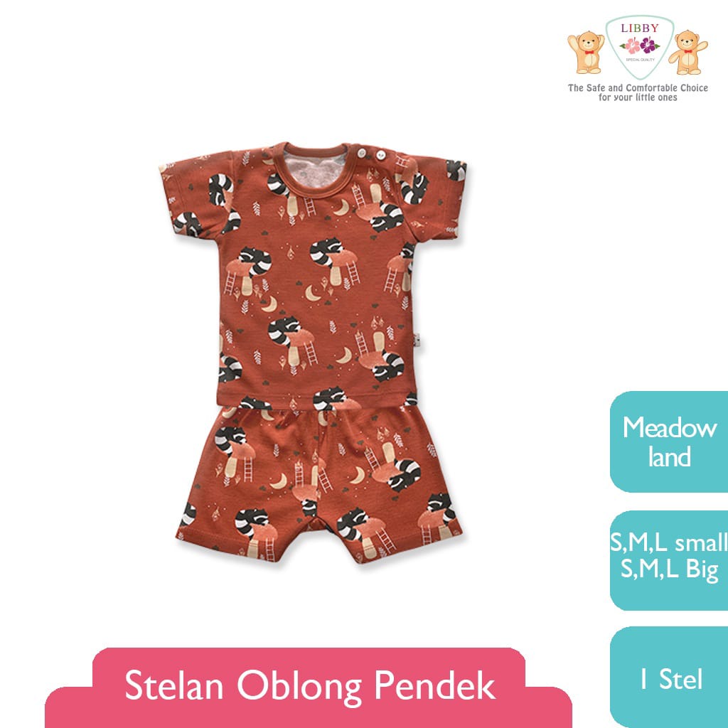 LIBBY Stelan Oblong Pendek-Celana Pendek Motif Meadow Land (1 stel)