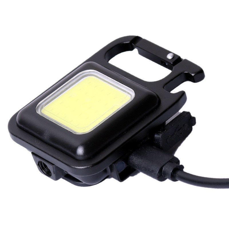 Lampu Senter Led Cob Mini Usb Rechargeable Dengan Gantungan Kunci Untuk Outdoor / Camping / Memancing