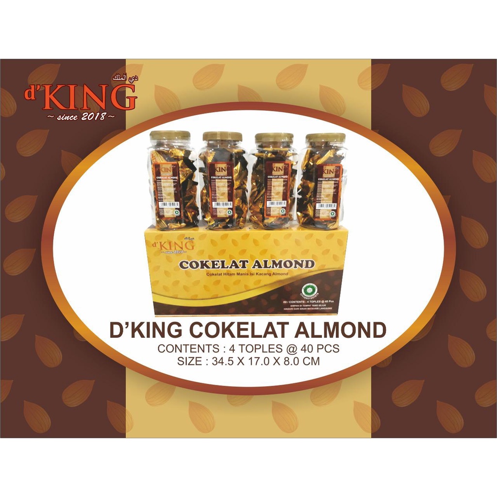 

D'KING Bonibol Cokelat Kacang Almond Toples isi 40pcs @3gr Kemasan Baru