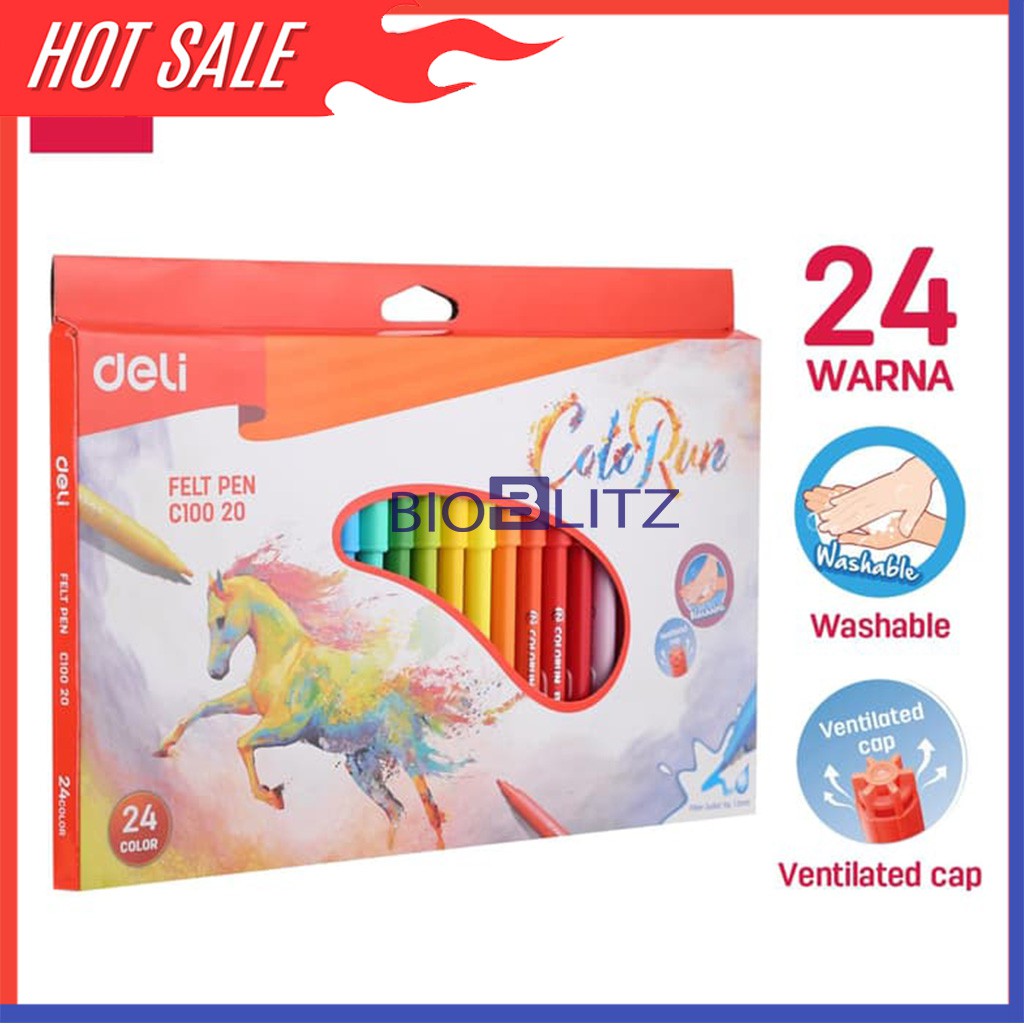 

Deli Spidol Warna felt pen 24 colors