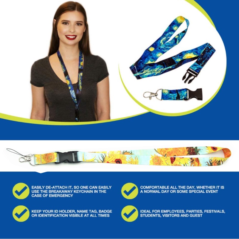 Van Gogh Lukisan Leher Lanyard Ponsel Sling untuk Kartu Pelajar Tali ID Card Tali Gantungan Kunci Anti-Drop Lanyard Aksesoris