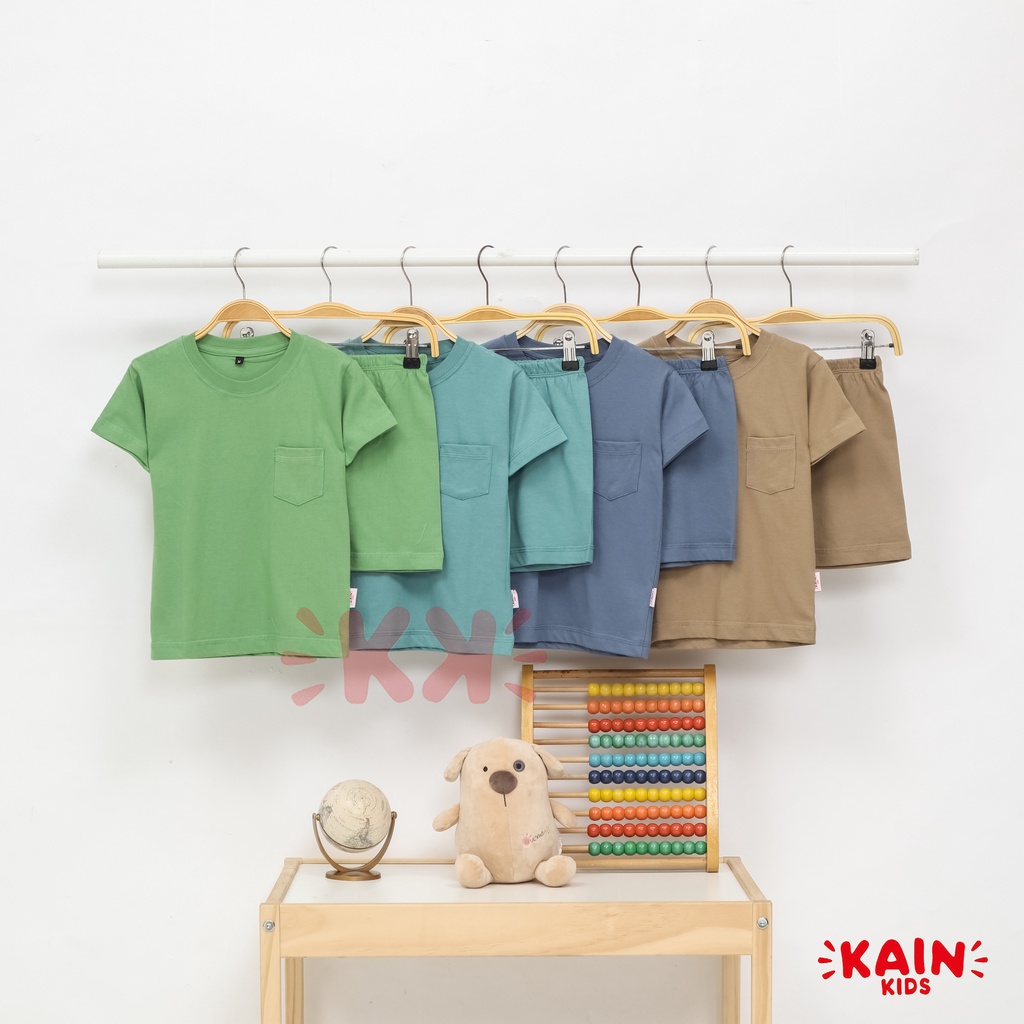 KainKids Setelan Kaos Polos Anak &amp; Celana Pendek 1-7Y | Set Pocket Tee Short Pants PK SPC01