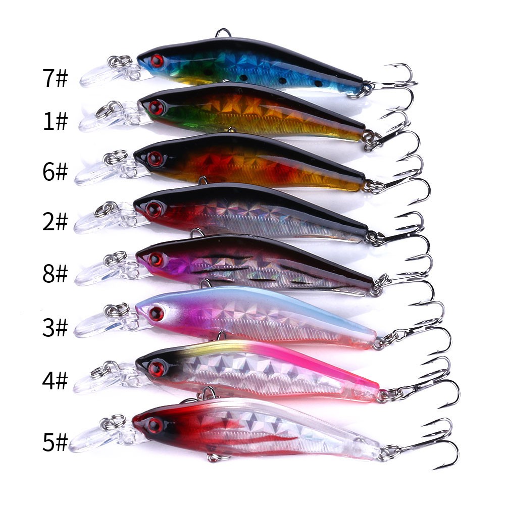 Hengjia 8pcs/set Minnow Umpan Pancing  Memancing Swimbait Fishing Lure Tackle