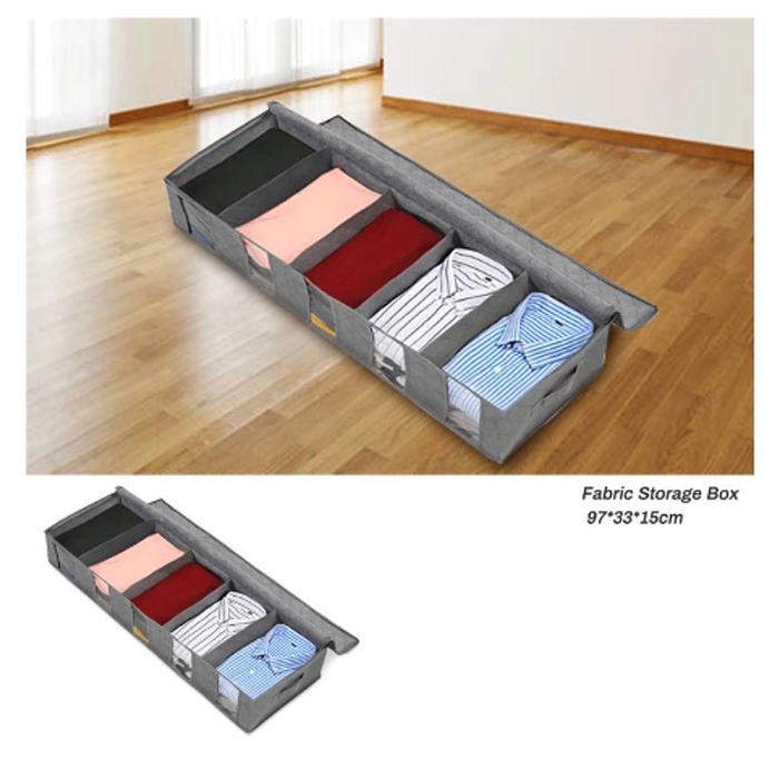 Rak Pakaian Lipat Storage Bag Kotak Organizer Pakaian Baju Organizer Baju 5 Sekat uk 97x33x15cm