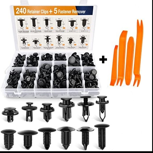 Baut Rivet Mobil Universal Snap Joint Clips 240 pcs  - Baut Rivet Mobil Universal Car Push Pin Fasteners Clip - Baut Rivet Mobil Universal  - Pengungkit Baut Rivet Mobil Universal - PENCONGKEL BAUT RIVET