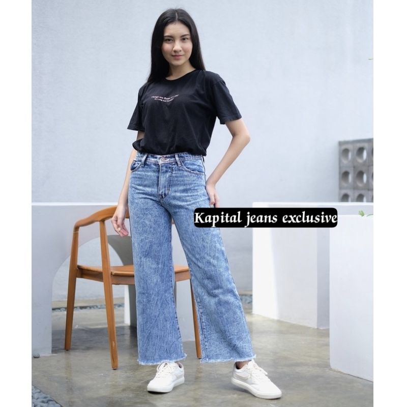 Celana Kulot Jeans Rawis Snow Highwaist Wanita Premium Warna Celana Jeans Celana Highwaist Kulot Celana panjang Wanita Celana Jeans Kulot