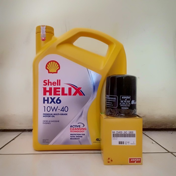 Paket Oli Shell Helix HX6 10W-40 + Filter Oli Mobilio, Jazz, Brio