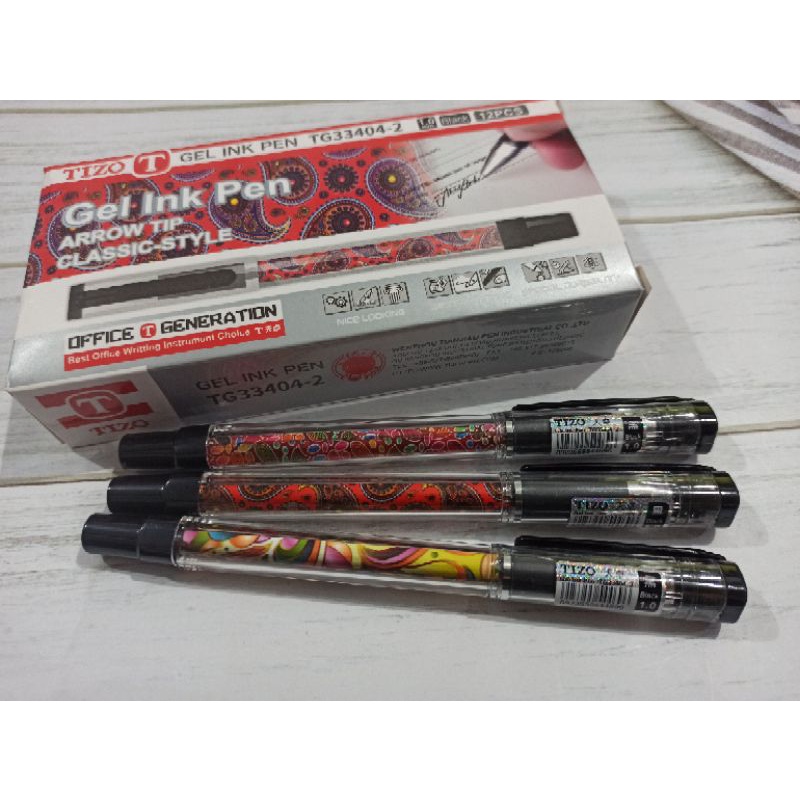 

(12pc) Bulpen Techjon TG-33404 Batik 1.0mm/ Bulpen gel Tizo 1.0