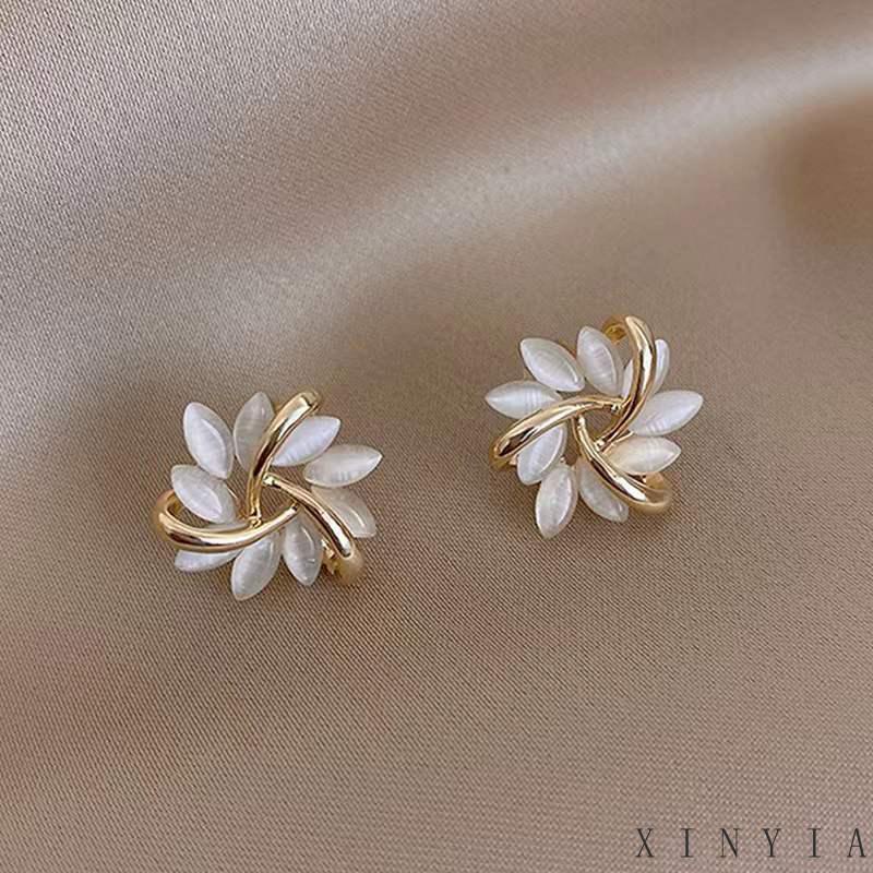 Anting Stud Desain Kupu-Kupu Hati Water Drop Bahan Zirkon Opal Untuk Wanita