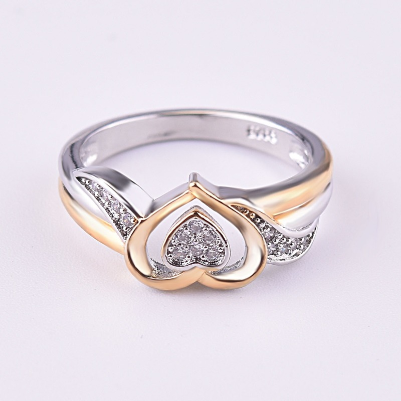 New Heart-Shaped Ring Fashion Luxury 18K Gold