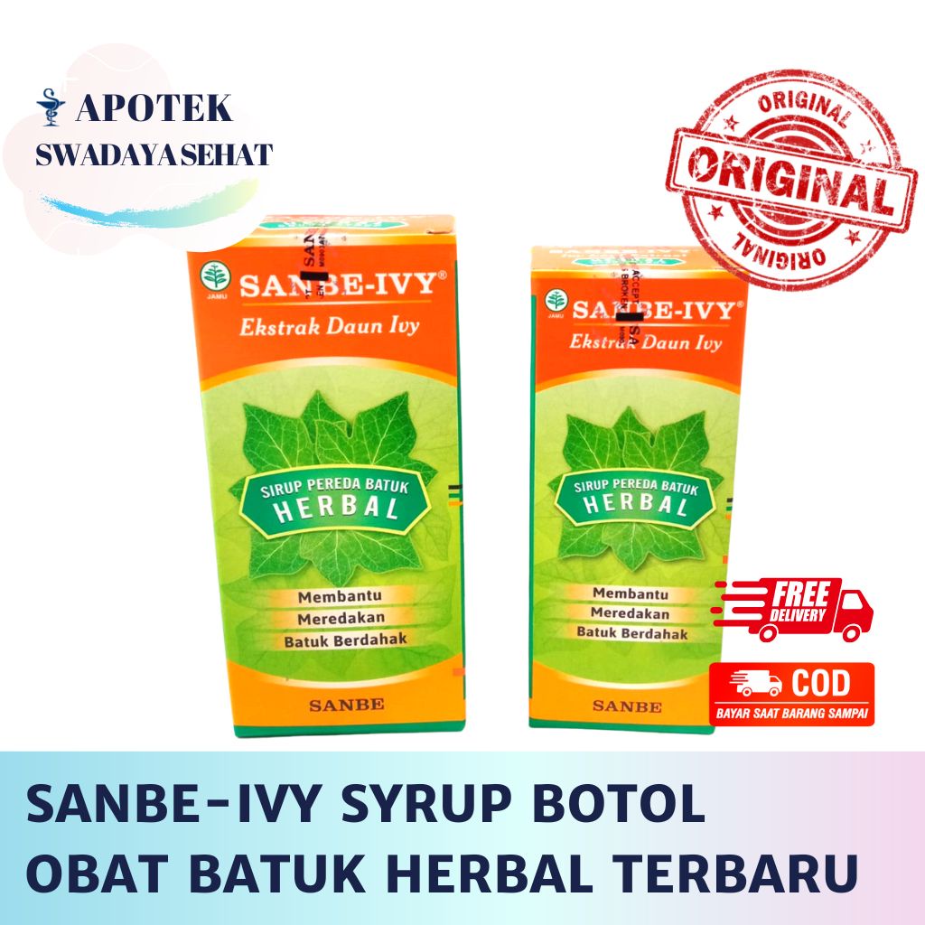 SANBE-IVY SYRUP 120ML - OBAT BATUK HERBAL TERBARU 60ML Sanbe Ivy Ekstrak Daun Ivi