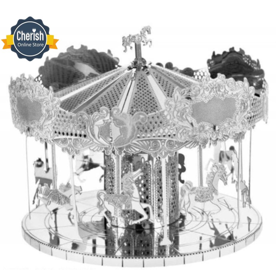 Puzzle 3D Metal MERRY GO ROUND Miniatur Pajangan Komedi Putar MB-041