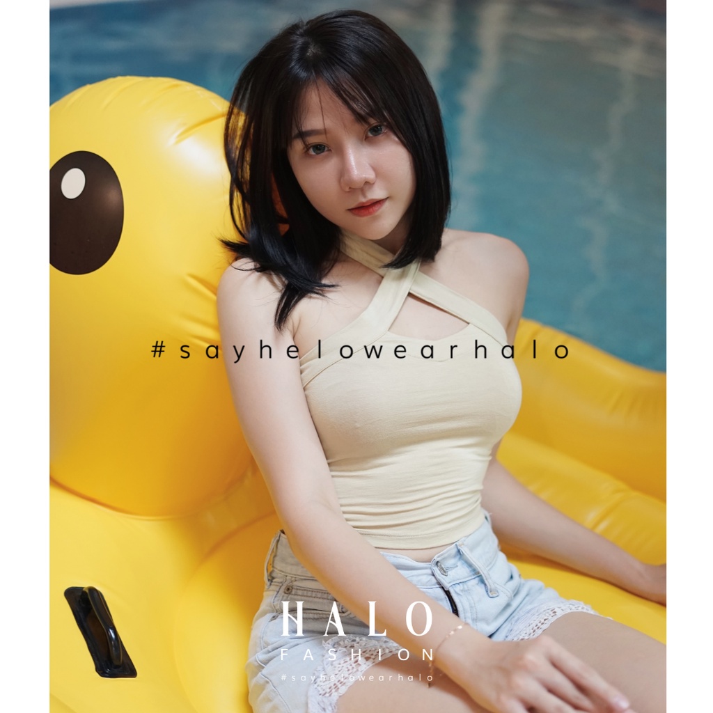 [HaloFashion] Ruby Sexy Crop Top Halter Tank Top Halter Top Basic Top Korean Fashion