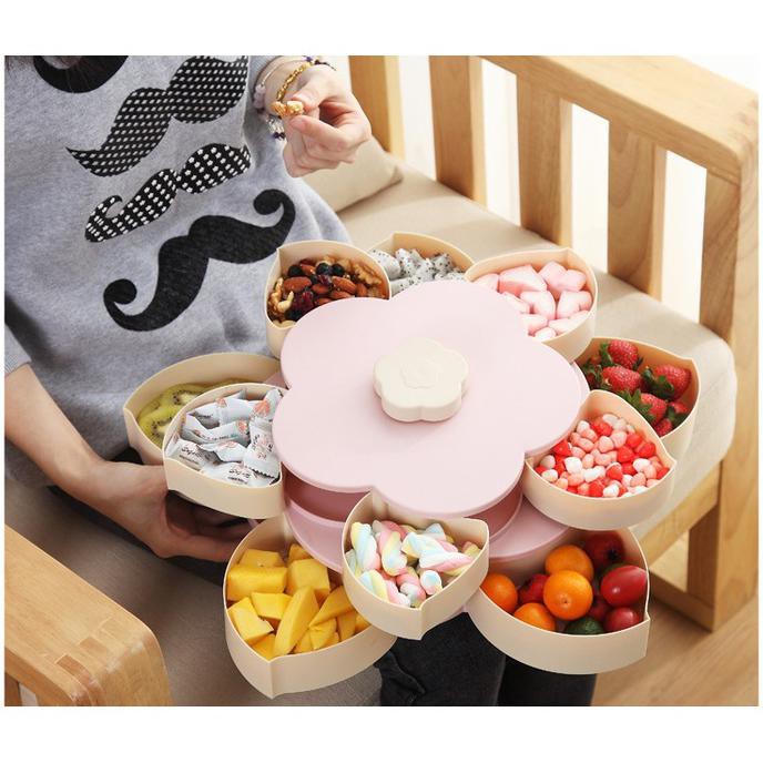 Promo Termurah  Toples Serbaguna Doble 2 Susun Makanan Snack Kue Lebaran Bunga Mekar