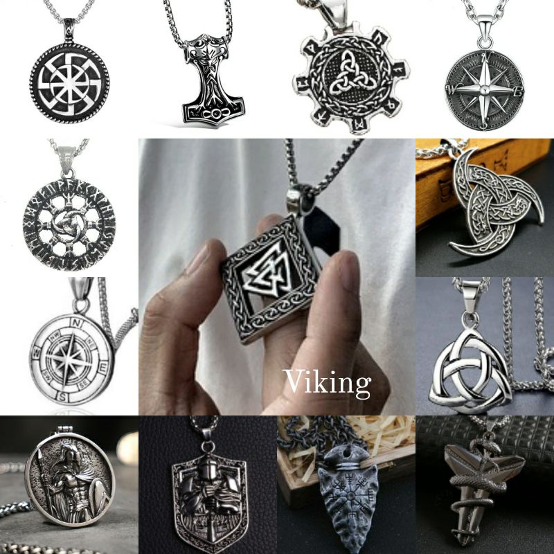 Kalung pria tengkorak symbol viking series