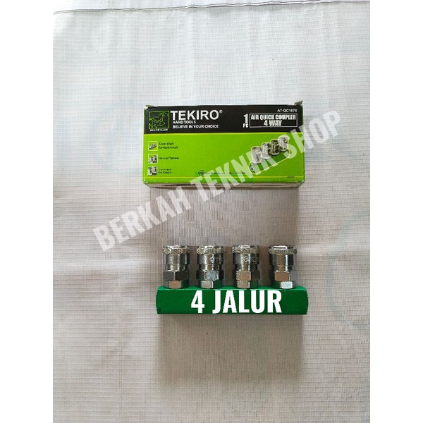 CABANG KOMPRESOR 4  WAY JALUR TEKIRO selang spiral air duster tire chuck sparay gun cat