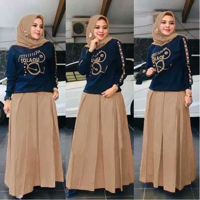 Setelan Wanita Dewasa Polos SET ZOLAQU COKSU N SL Setelan Rok Wanita Muslimah Kekinian Simple Murah 