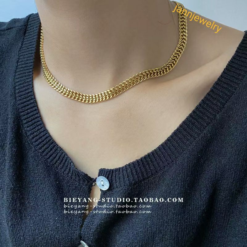 kalung fashion style titanium asli anti karat&amp;alergi gold colour