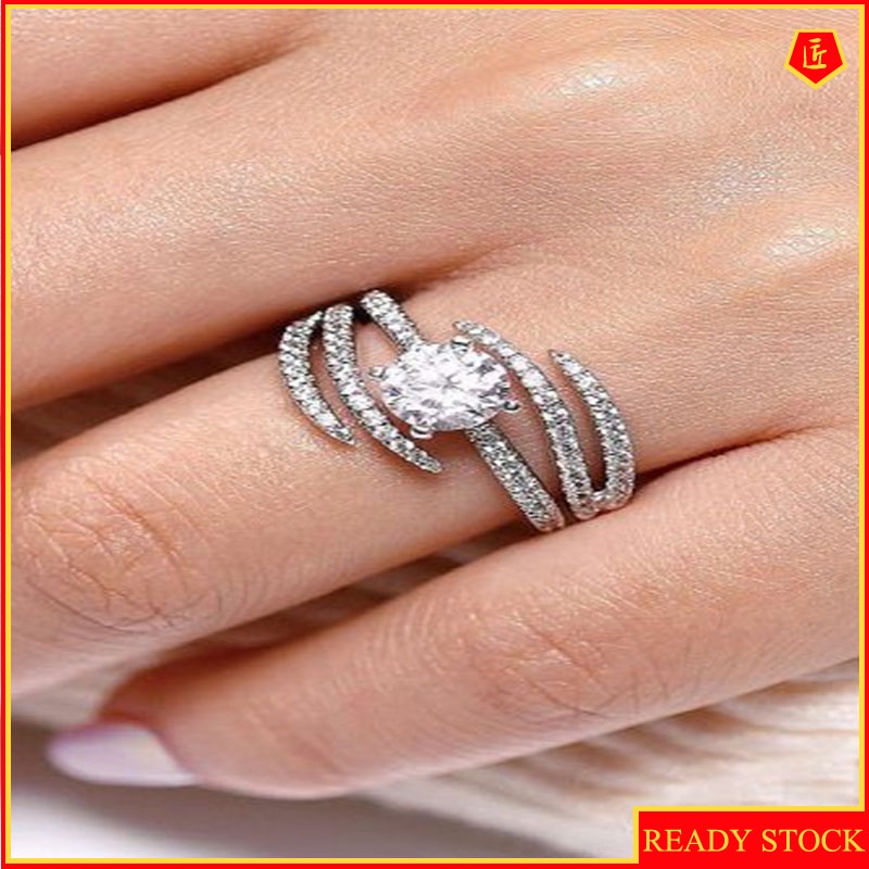 [Ready Stock]Creative Multi-Layer Micro Inlaid with Diamond Ring