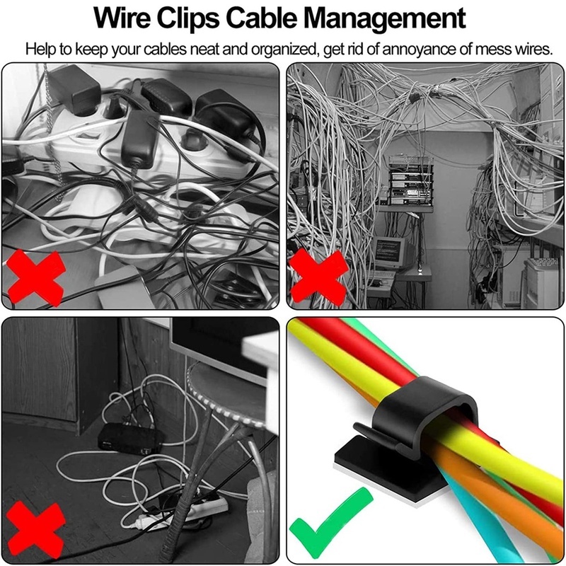 10pcs / Set Klip Organizer Kabel Dengan Perekat Untuk Rumah / Kantor / Mobil