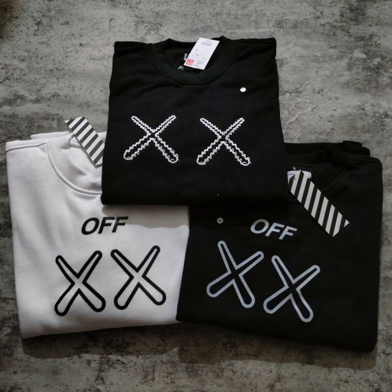 SWEATER CREWNECK OFF WHITE X KAWS PREMIUM FULLTAG &amp; LEBEL PREMIUM