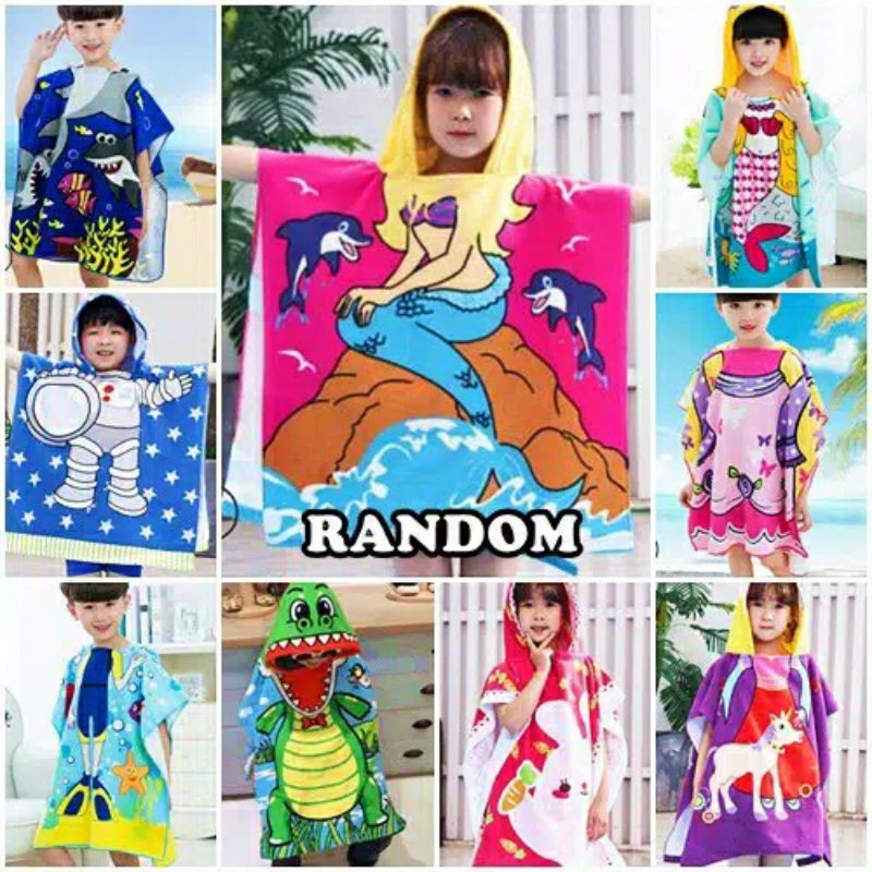 Handuk Ponco Karakter/ Handuk Anak/ Hoodie Towel