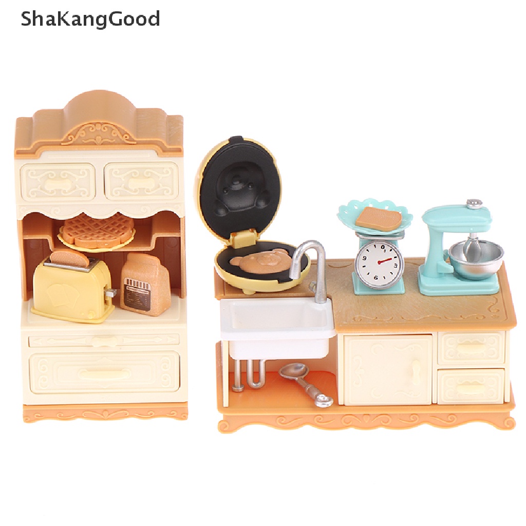 Skid Mainan Miniatur Meja Makan / Kabinet / Dapur Untuk Aksesoris Rumah Boneka