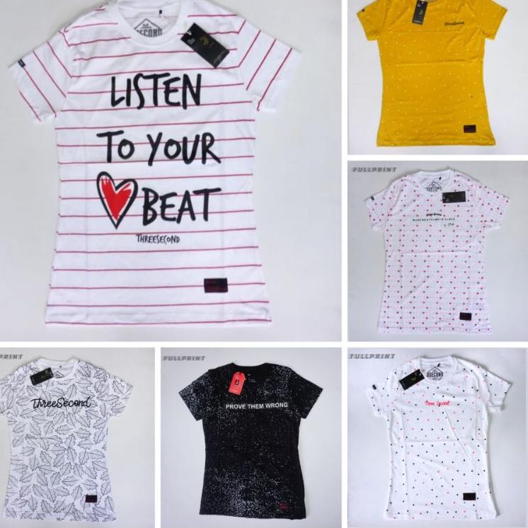 KAOS 3SECOND KAOS THREE SECOND KAOS DEWASA KAOS 3SECOND WANITA KAOS 3SECOND CEWEK KAOS PENDEK WANITA