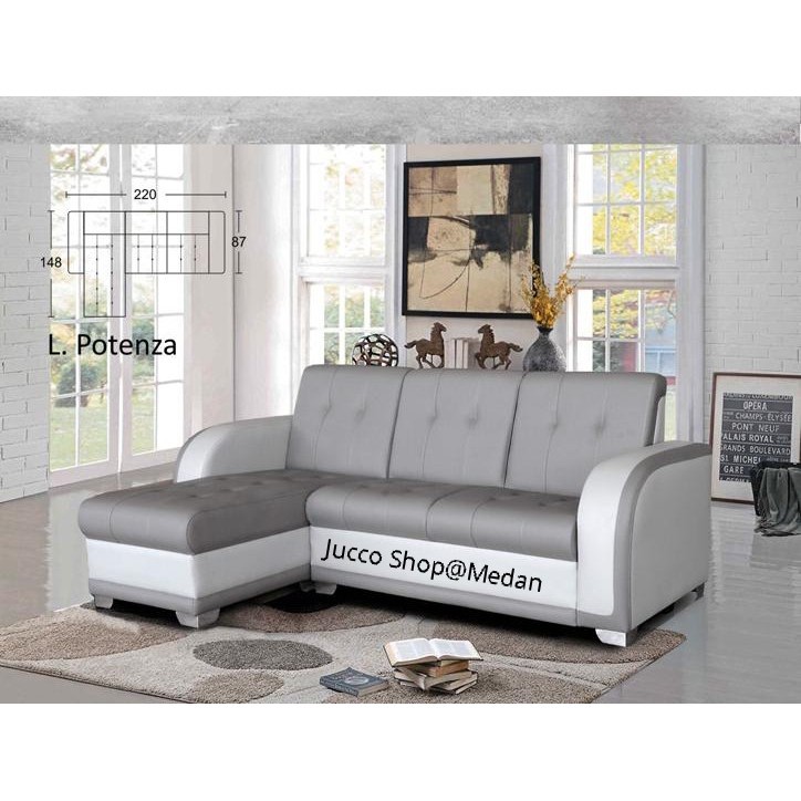 FLASH SALE Sofa Tamu Modis L Potenza - Sofa Sudut Minimalis uk220cm - Sofa Tamu Minimalis - Medan