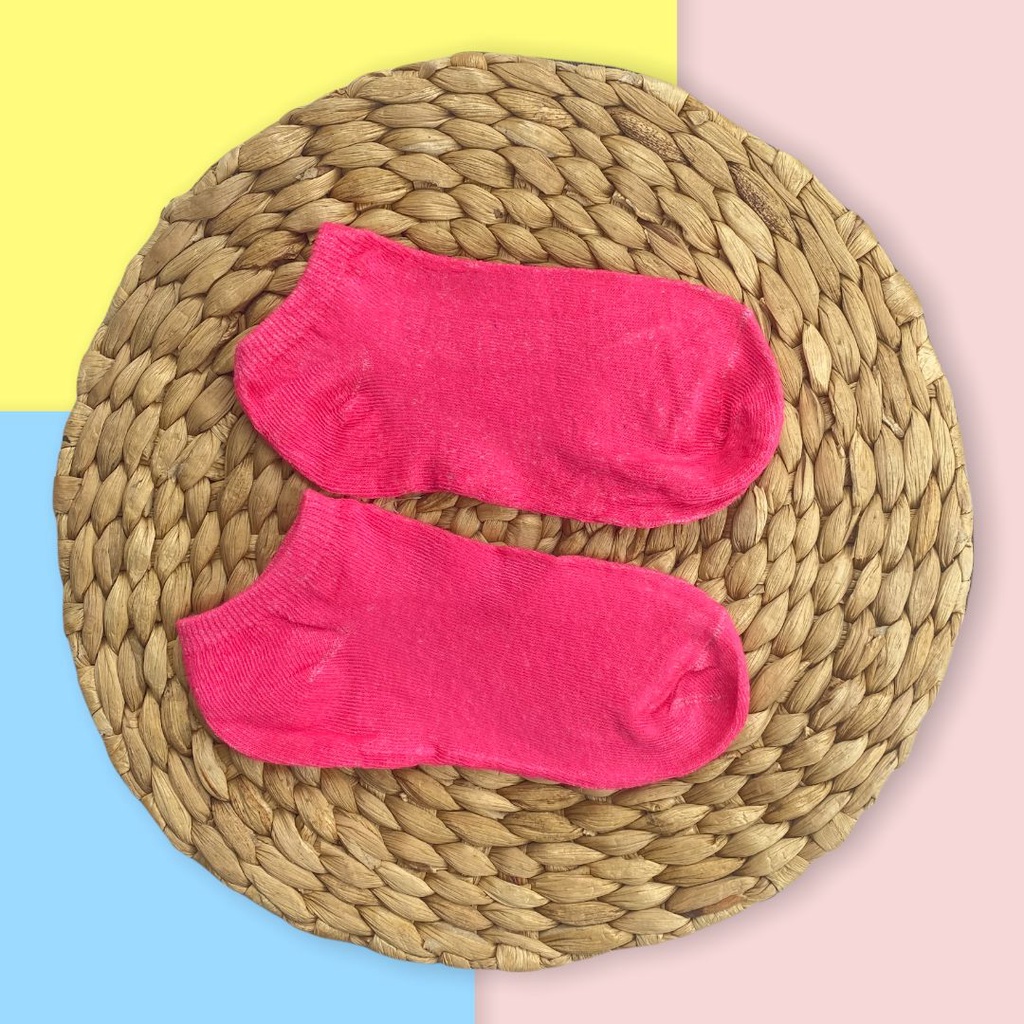 HC Kaos Kaki Wanita Polos Kaos Kaki Pendek Semata Kaki Ankle Bahan Spandex Lembut Cute Short-HC42 PINK TUA