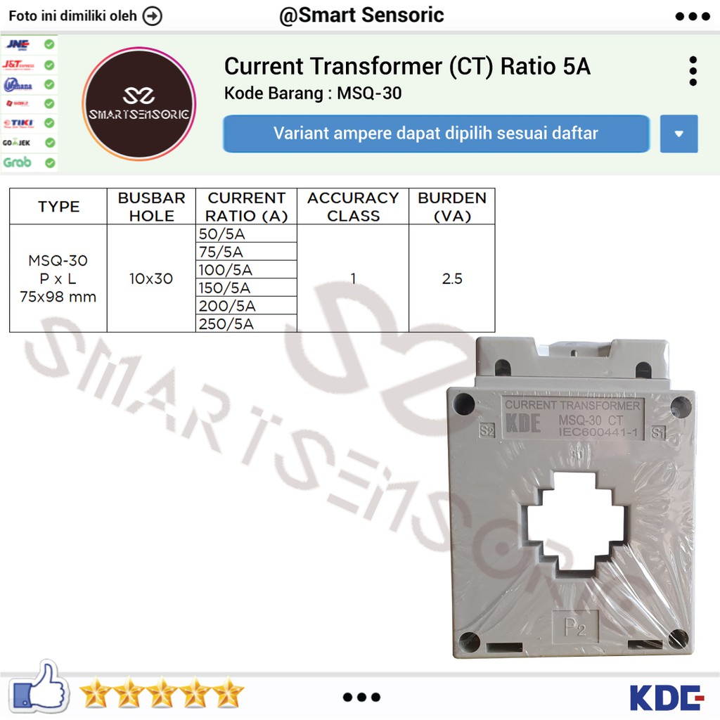 Jual KDE MSQ-30 Current Transformer CT Ratio 5A Alat Pengukuran Arus ...