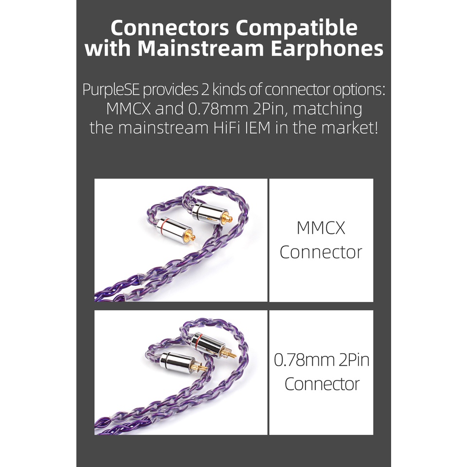 Nicehck PurpleSE Kabel Earphone 8 Strands FURUKAWA Tembaga Pengganti 3.5 / 2.5 / 4.4mm MMCX / 0.78mm 2Pin Untuk Mele S12 Nio