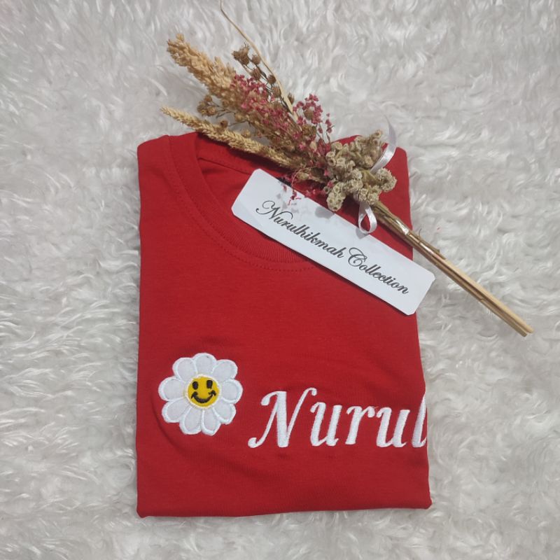 Kaos Anak Tangan Pendek Motif Bunga Daisy Unisex GRATIS Custom Bordir Nama Request Chat