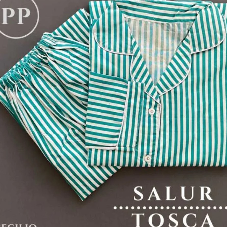 BJ-Piyama PP Wanita Dewasa Salur - Baju Tidur Lengan Panjang