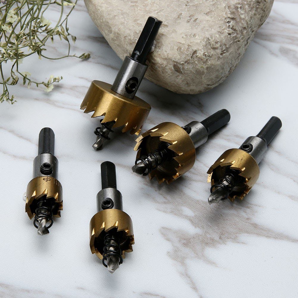 Mata Bor Carbide Tip Wood Metal Hole Cut 5 Pcs - Epc-pit-20p - Golden