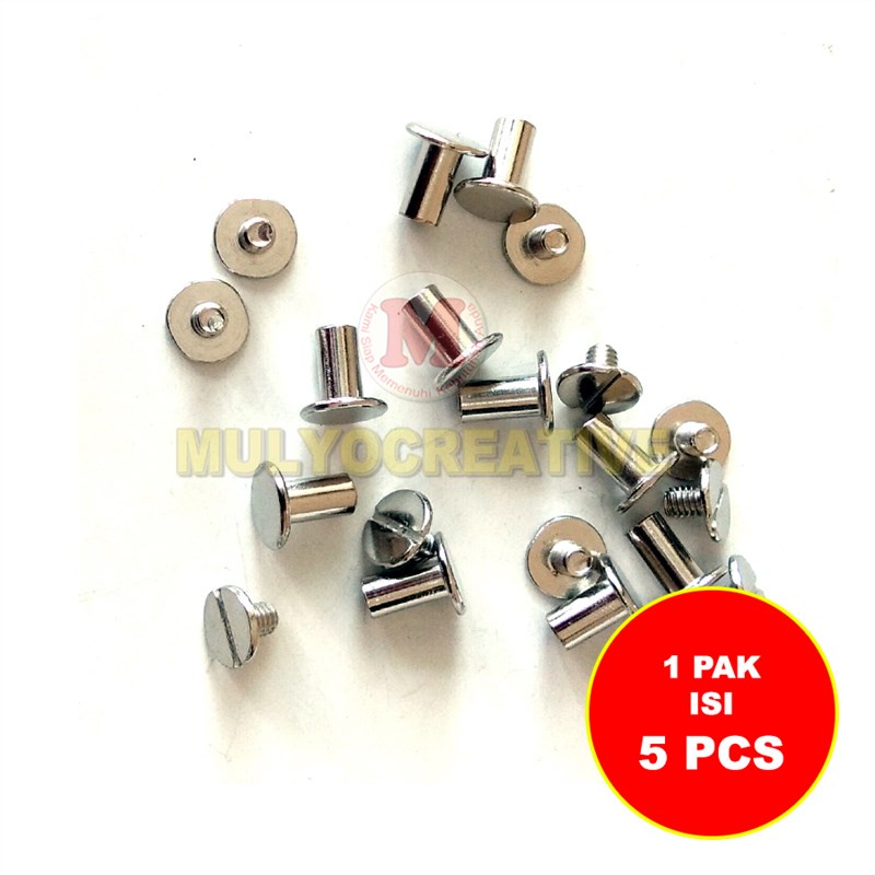 Paku Baut Jilid Buku Ukuran 9mm - Mur Baut Sabuk Kulit 0.9 Cm