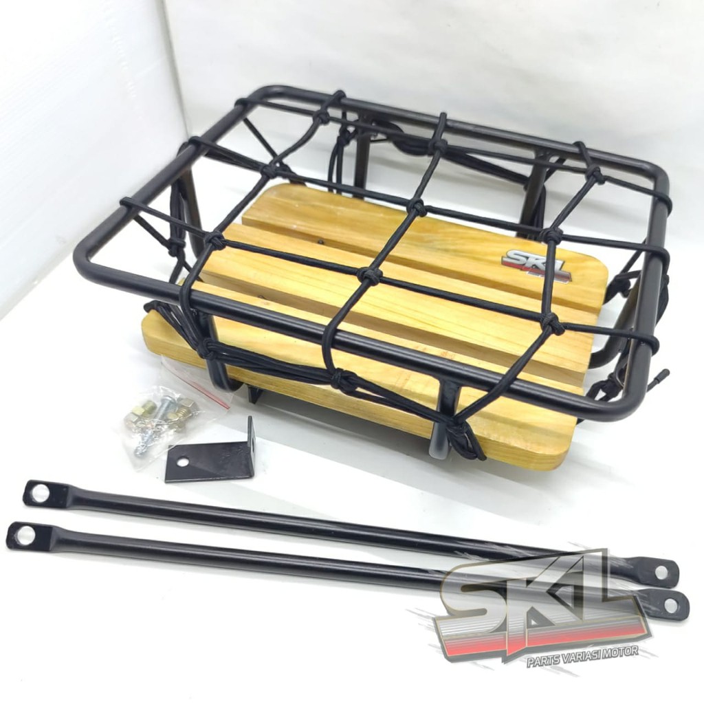Keranjang / Front Rack / Rak pannier Custom Alas kayu untuk sepeda lipat / minion / minitrek 20 inch