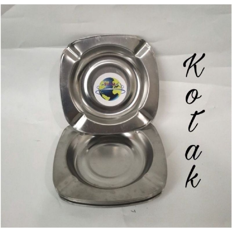 Asbak rokok stainless uk 12cm Asbak rokok bulat kotak