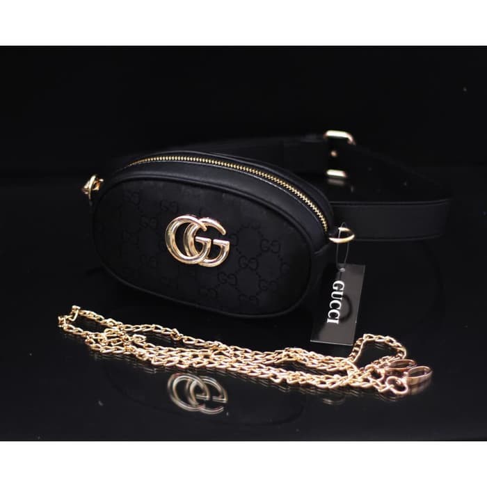 Tas Wanita Tas Batam Import Gucci Belt Nagita Mini Canvas IB - Hitam