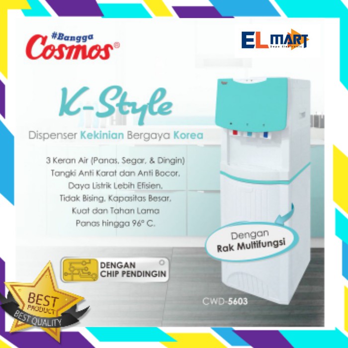 COSMOS Water Dispenser Galon Atas 3 Kran Panas, Normal, Dingin CWD 5603 / CWD5603 ( KHUSUS XPEDISI)