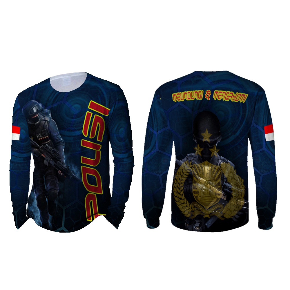[TiniShop] Kaos Polisi Pria / Kaos Polisi Militer / Kaos Polisi Lengan Panjang 3D FullPrint