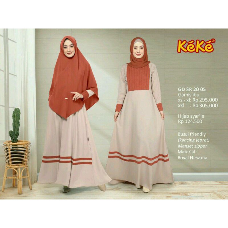 Gamis Terbaru Keke GDSR 2005 Keke Merah Bata Size L