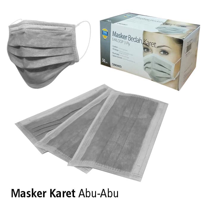 Masker Karet Abu-abu OneMed box isi 50 pcs