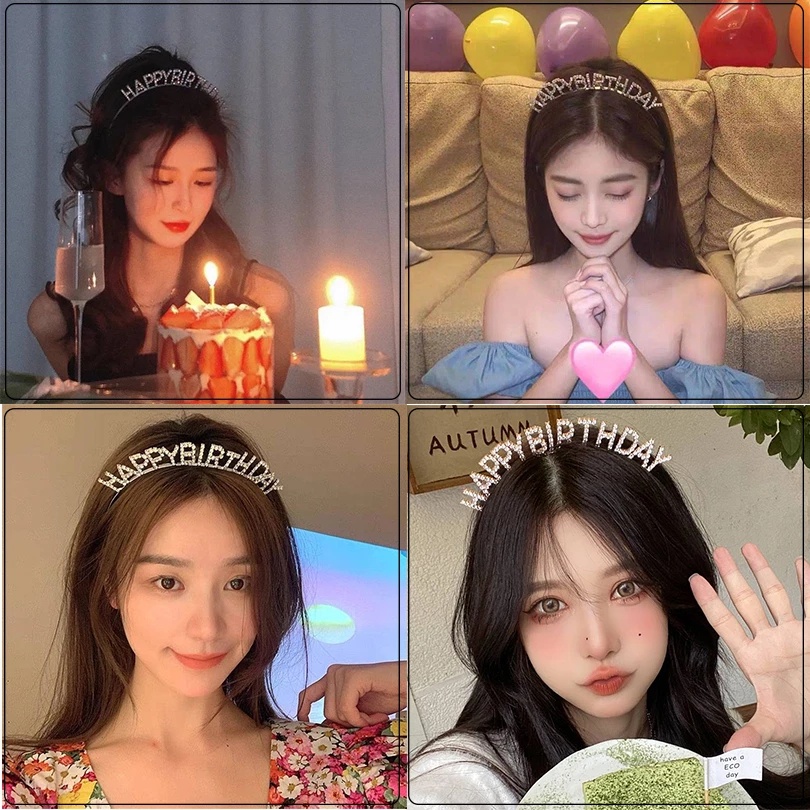 Bando Motif Tulisan Aksen Berlian Imitasi Bahan Alloy Untuk Aksesoris Rambut Wanita