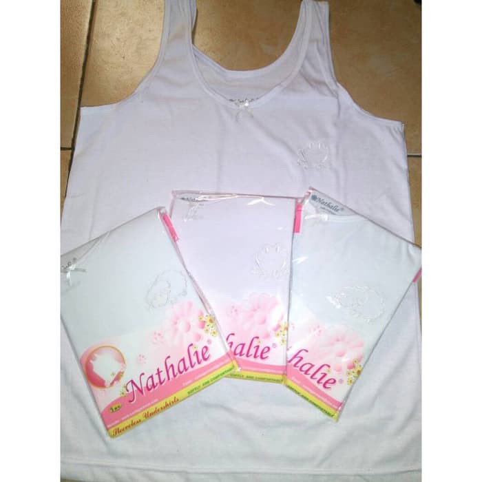 Singlet Wanita NATHALIE | Pakaian Dalam Perempuan Dewasa Tangtop Kaos Sguna - Ecer Satuan Vanella Cewe Cewek ABG Remaja SD SMP SMA BB Katun Polos Logo Bordir natali