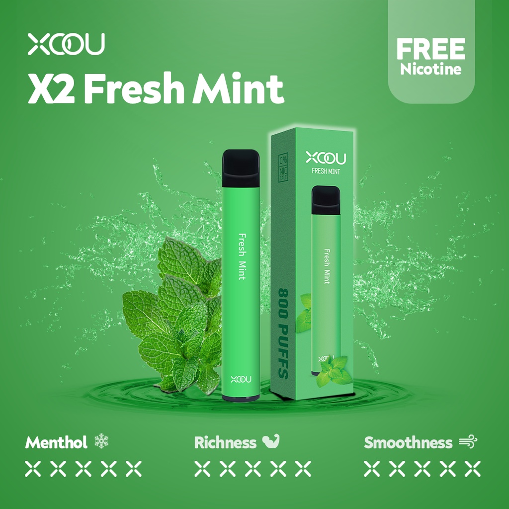 XOOU X2 Disposable Pods 0% Nicotine - Fresh Mint